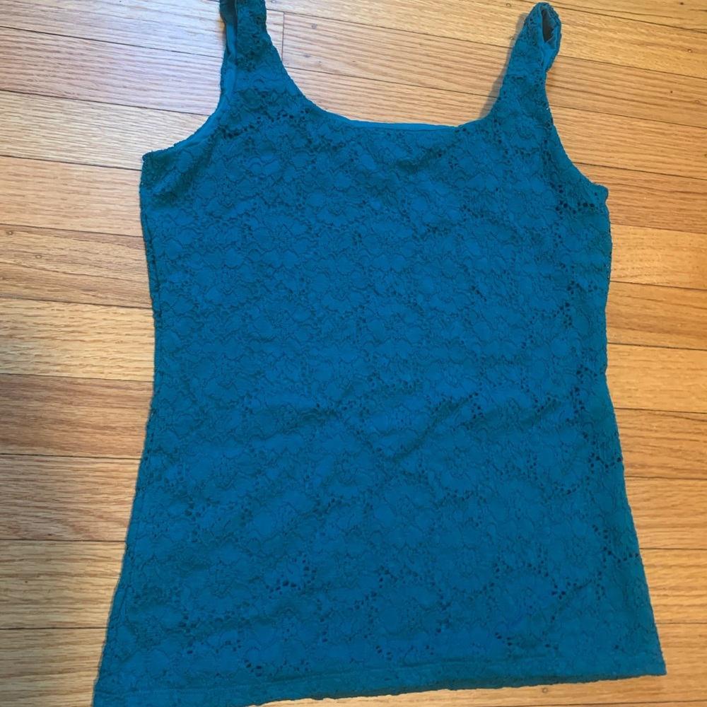 White House Black Market short blue tank with embroidery size extra small.